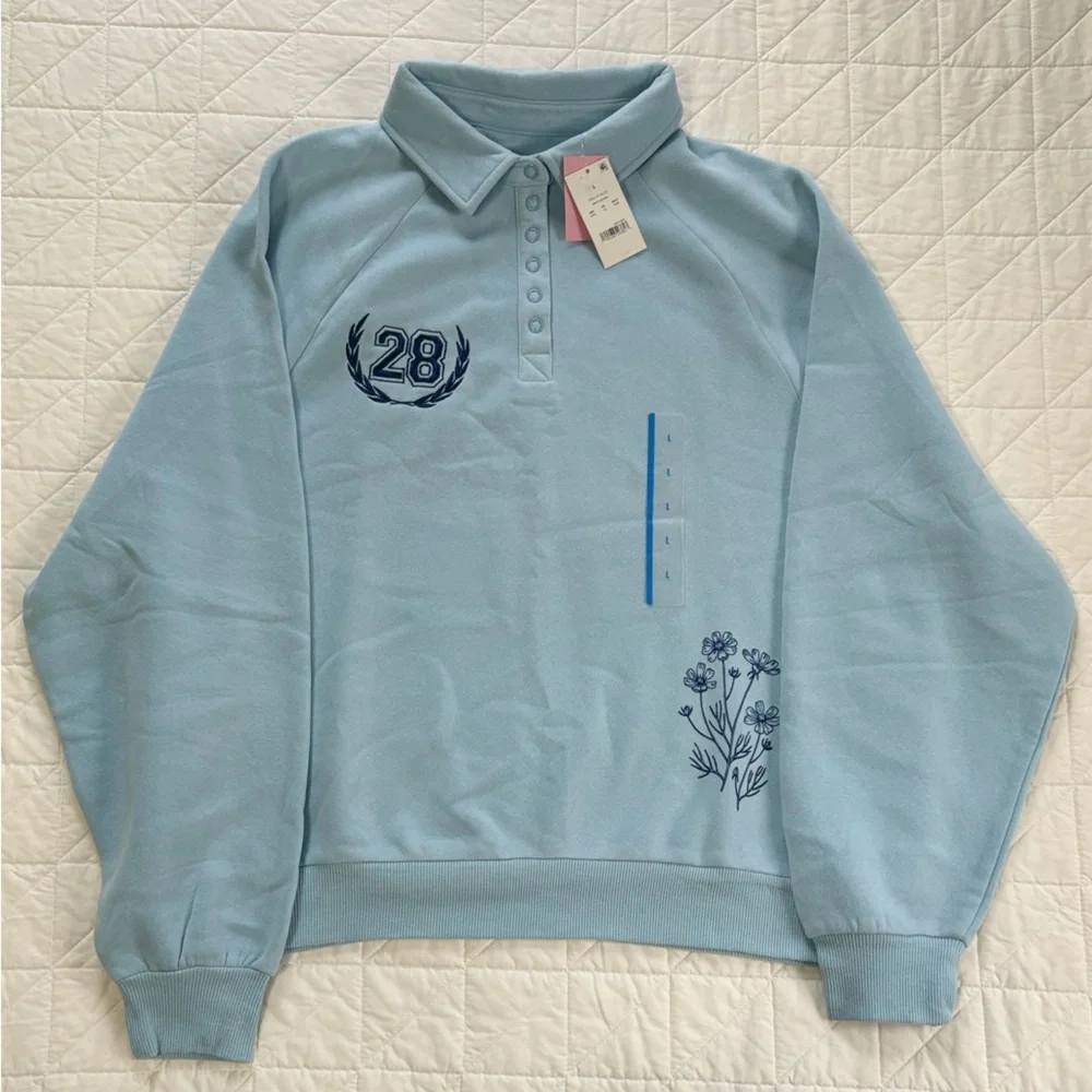Zoe + Liv Dream Blue Light Blue Snap-Front Pullover - Picture 3 of 6